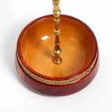 Beautiful 1960s nut bowl by Aldo Tura made of red goatskin and brass