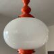Space Age pendant light in opaline and wood