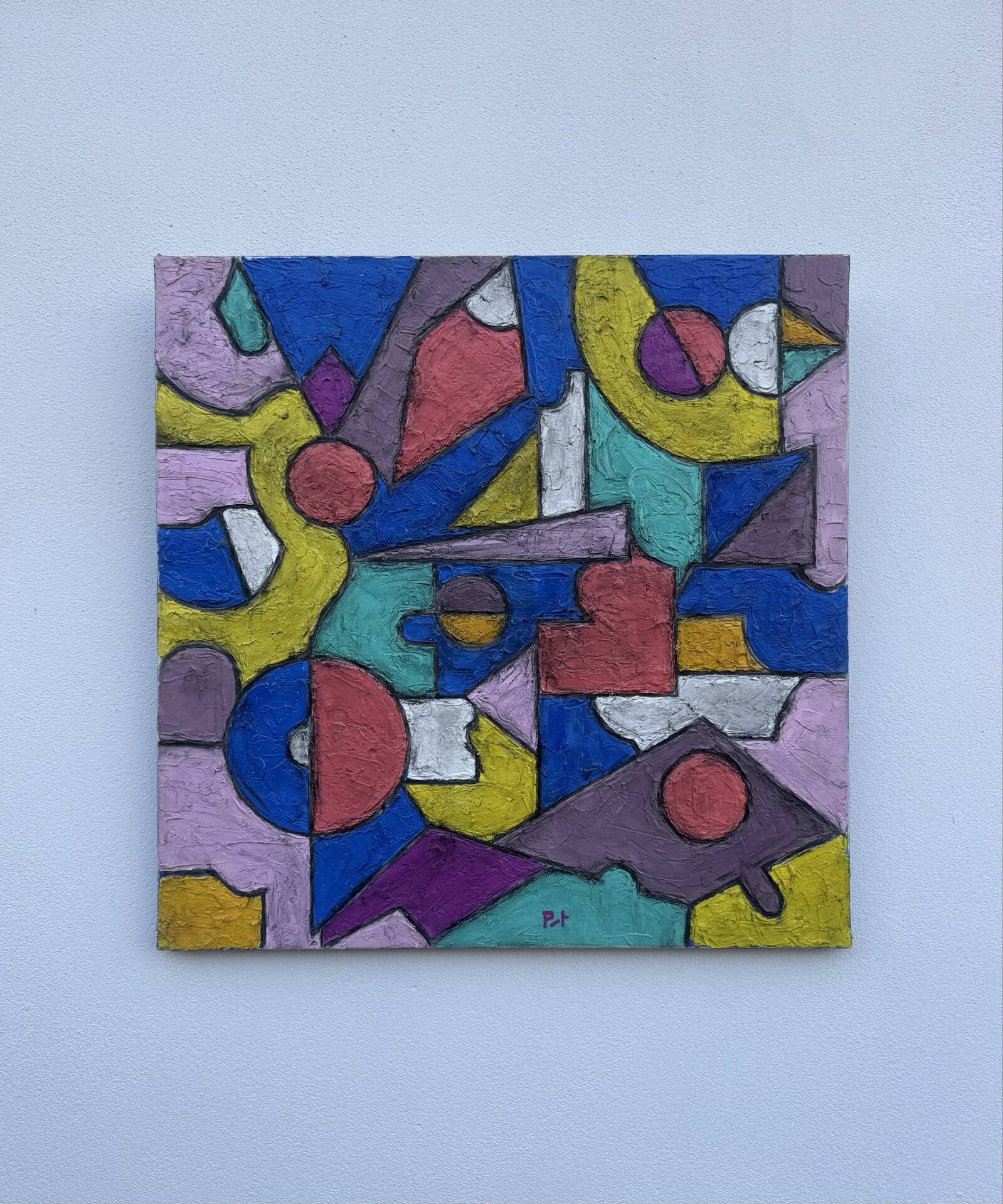 Abstract geometric coloured painting