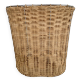 Woven straw and metal basket