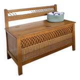 Vintage Trunk Bench with Backrest