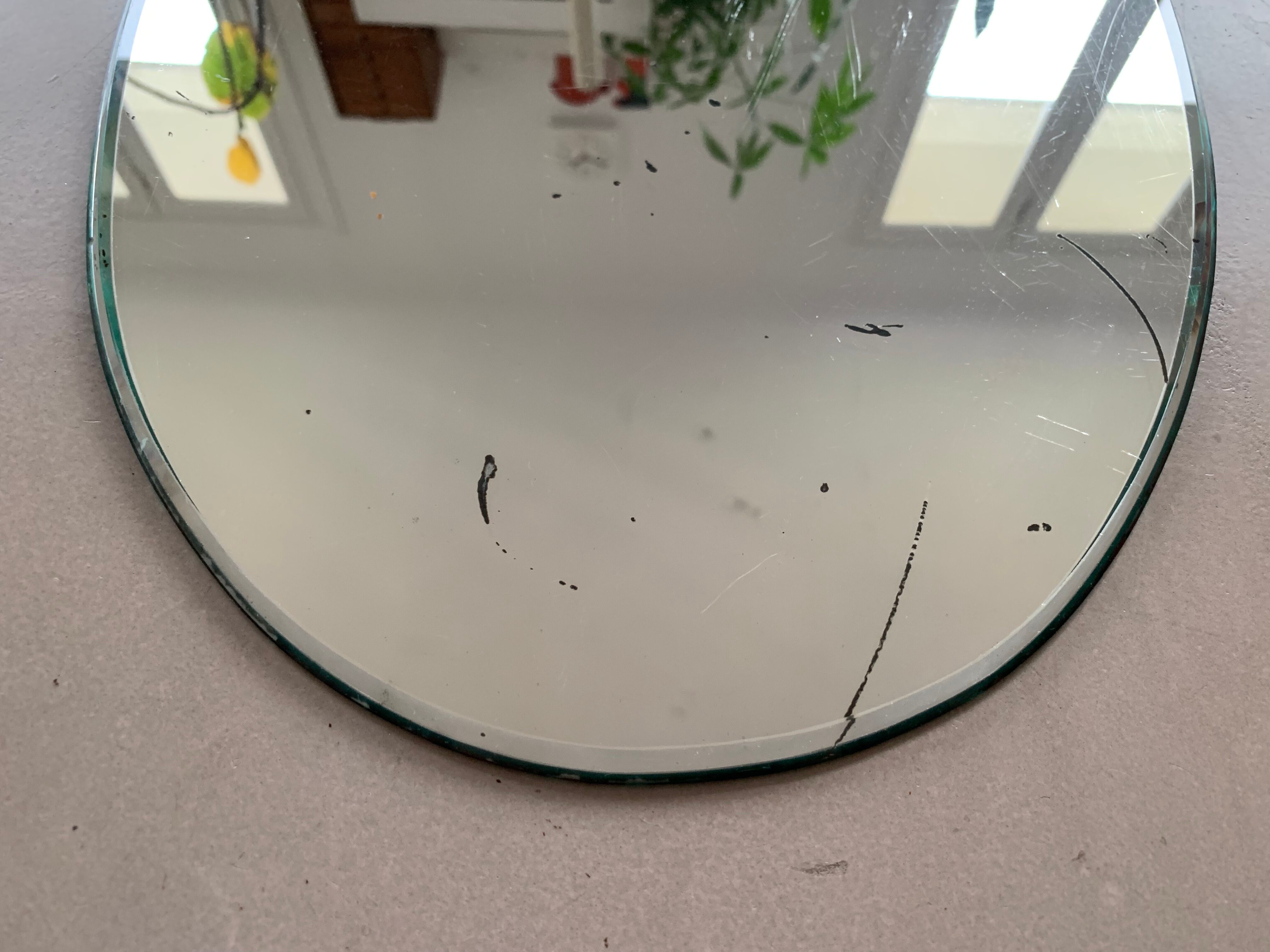 Oval mirror beveled old 32x47cm