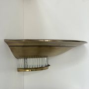 Pair of Art Deco corner sconces, brass and glass, France 1930