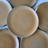 Set of 6 70s stoneware dessert plates