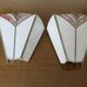 Pair of white and pink glass paste wall lights, Italy, Art Deco style