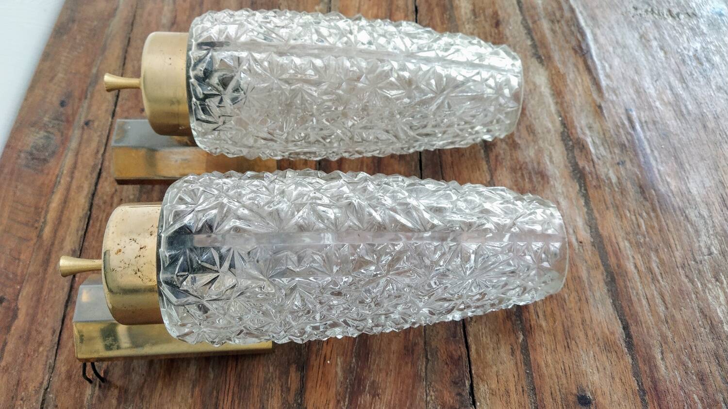 Pair of molded glass wall sconces