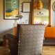 Leather and jacquard club chair