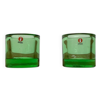 Lime Kivi Votive Candle Holder Marimekko by Heikki Orvola for Iittala, set of 2