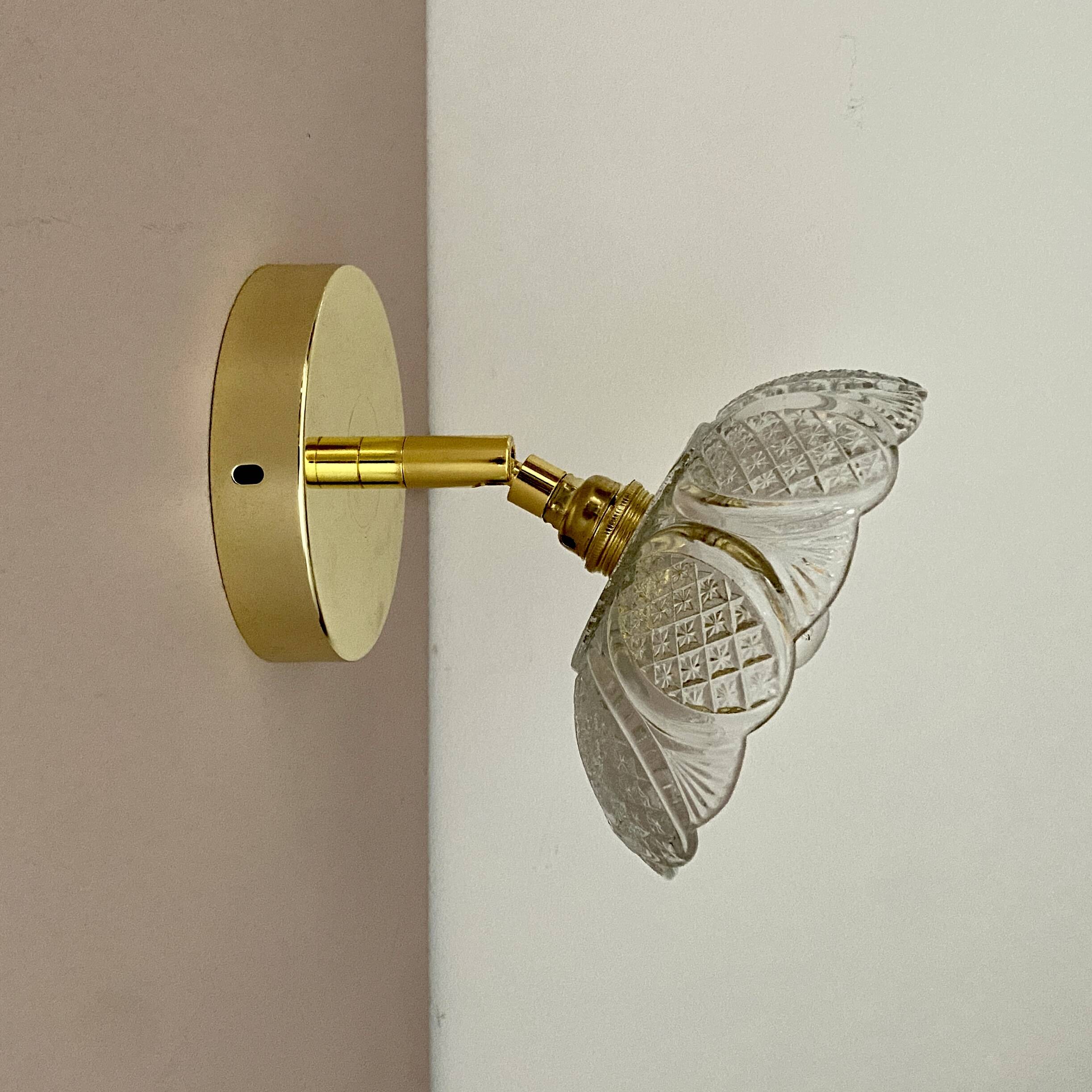 Vintage molded glass lampshade wall light