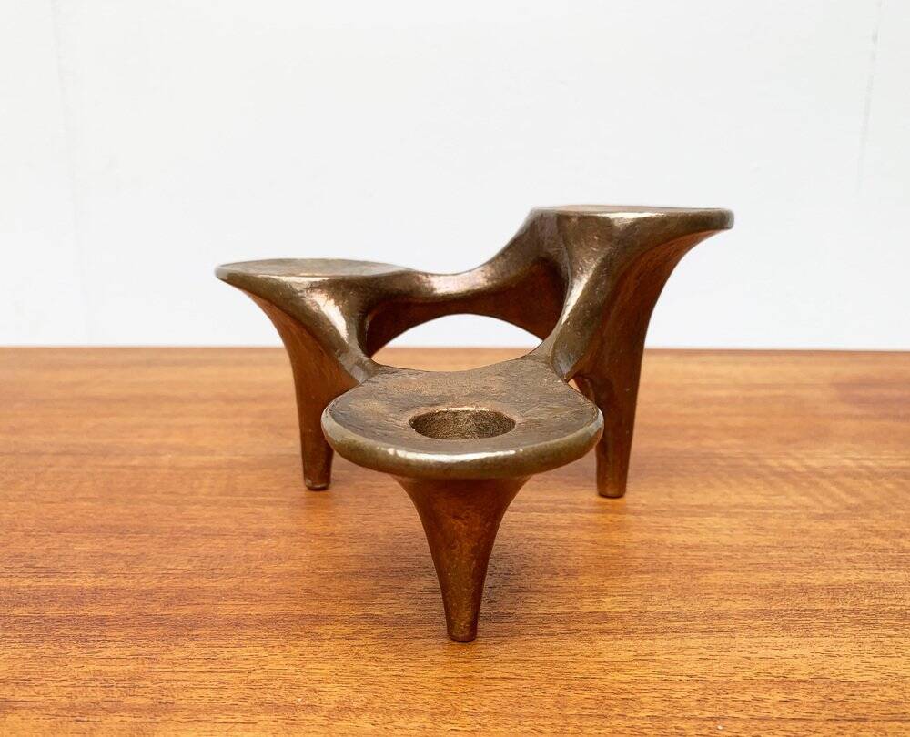 Vintage German brutalist metal candlestick by Harjes.
