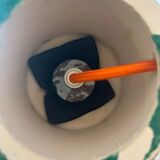 High vintage table lamp - 1970s - by Hustadt Leuchten - restored with a new shade