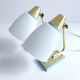 Pair of vintage table or bedside lamps, brass and glass, 50s 60s
