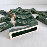 12 vintage green and gold ceramic knife holders from the 50s