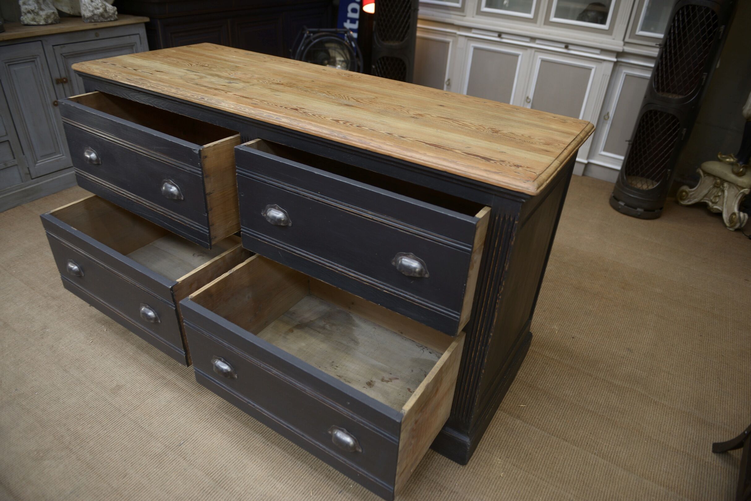 Commercial furniture has 4 large drawers fir 1930