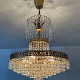 Cascade chandelier with crystal and bronze tassels