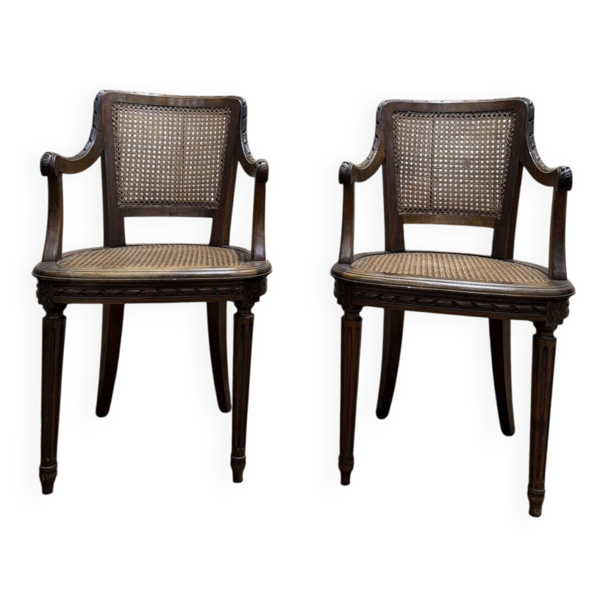 Pair of caned armchairs in Louis XVI style