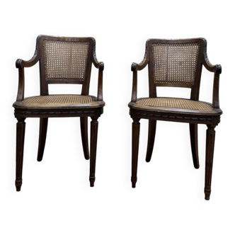 Pair of caned armchairs in Louis XVI style
