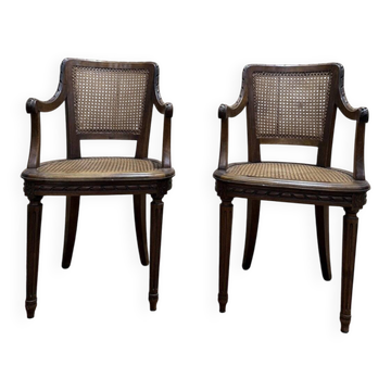 Pair of caned armchairs in Louis XVI style