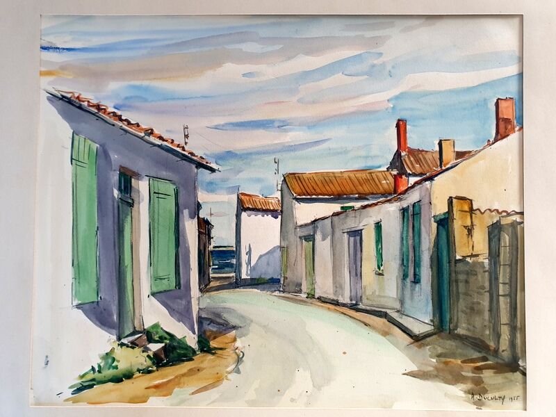 André Duculty (1912-1990) Watercolor on paper "Ile de Ré" Signed lower right and dated 1955