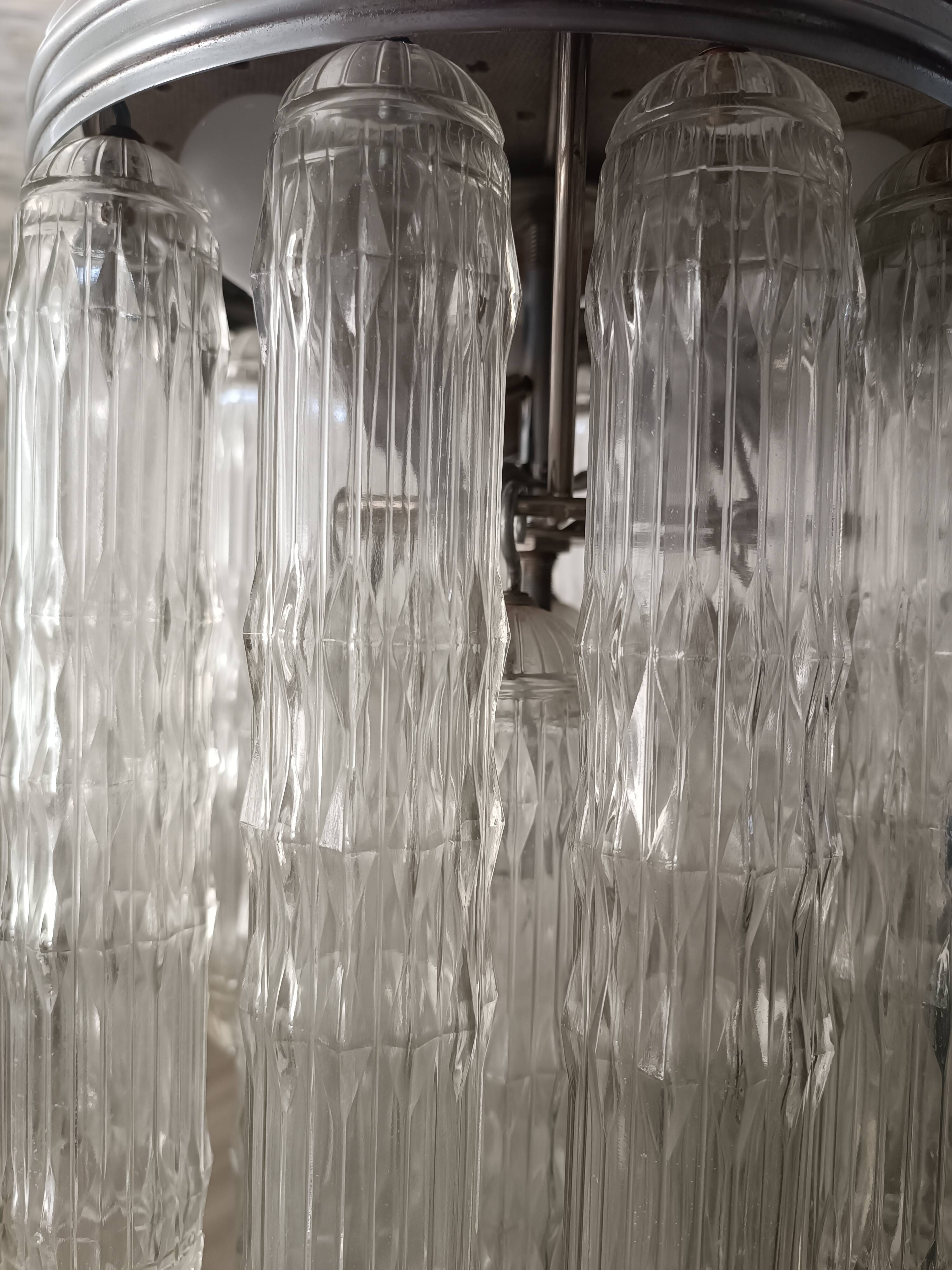 Chandelier and wall lights in Murano glass by Venini 1970s