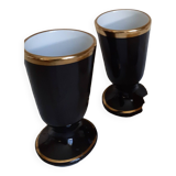 Set of two pretty black and gold mazagrans in Limoges porcelain