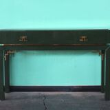 Emerald Green Console with Mirror, Italy, Set of 2