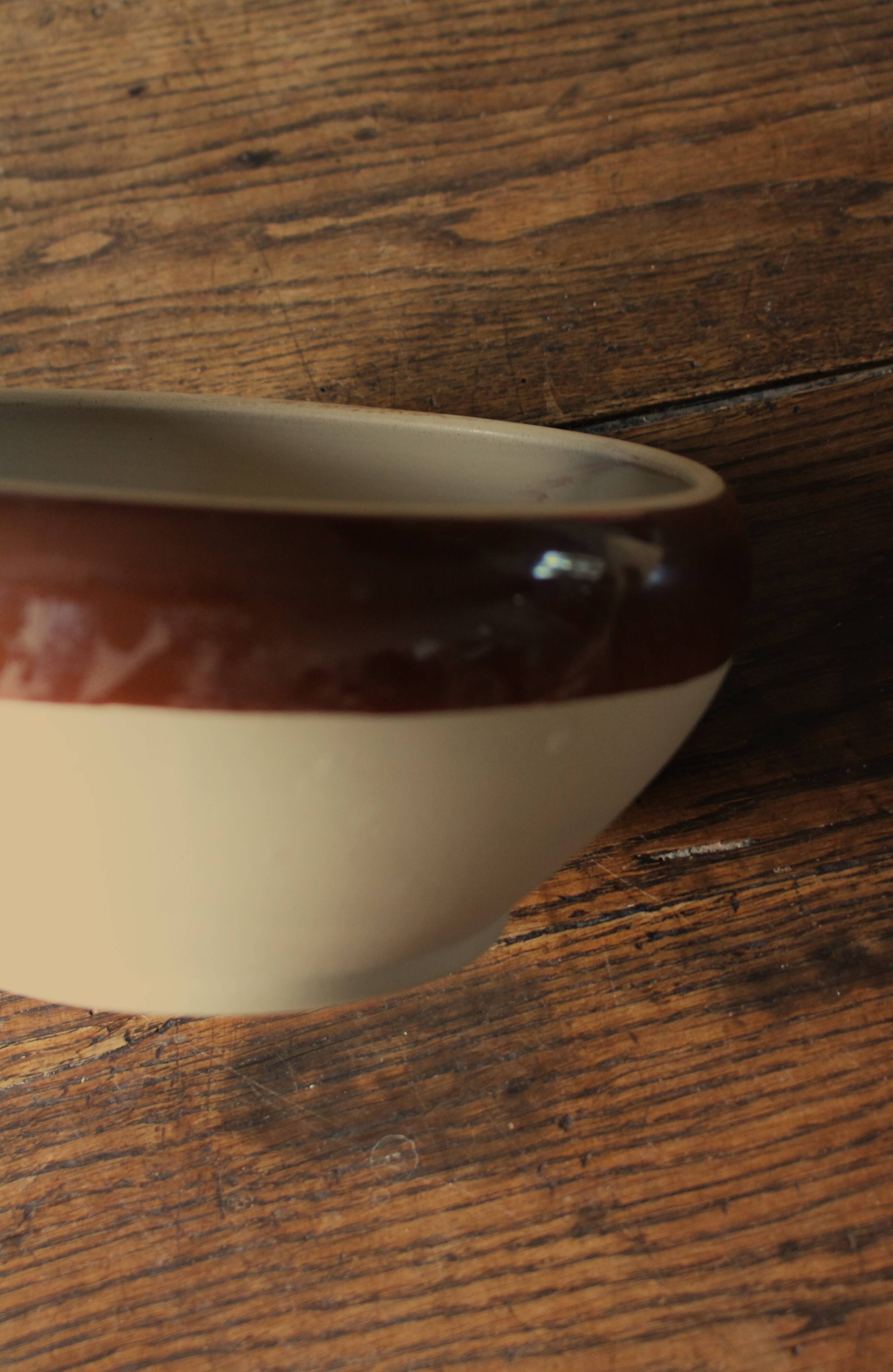 Digoin two-tone glazed vintage stoneware salad bowl