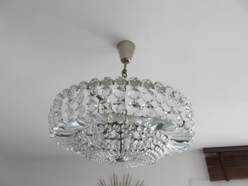 Lustre "Palwa" 6 fires in nickel brass and 60s crystal