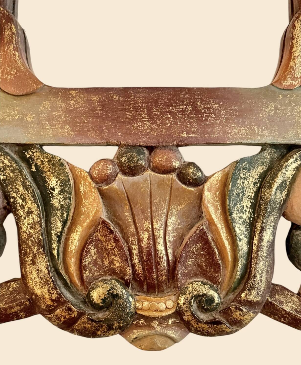 Vintage mirror in polychrome painted wood, 70´s