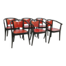 Lot de 6 fauteuils Baumann modèle Diese, design Pagnon Pelhaître , couleur Wengé et rouge