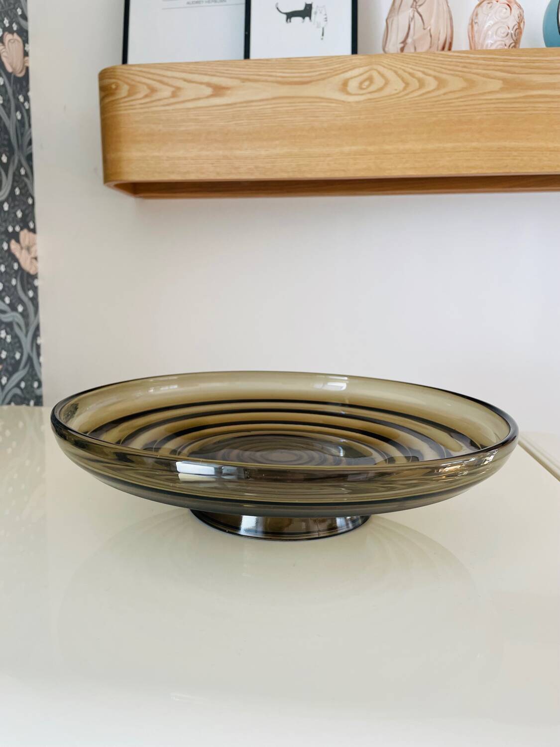 Vintage smoked glass bowl