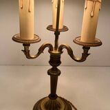 Antique three-light Bouillotte lamp - brass - Fontette Palace Caen