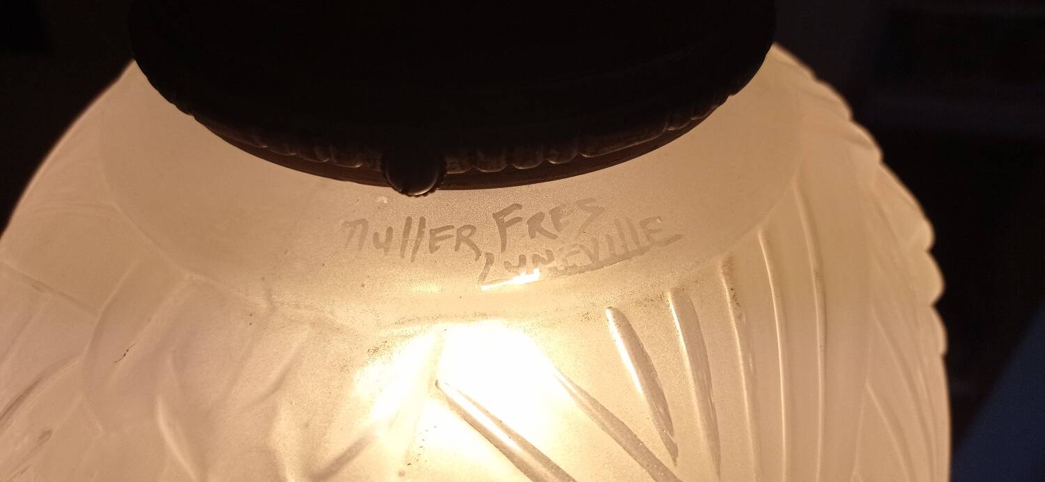 Chandelier with peacocks signed Muller and brothers in Lunéville