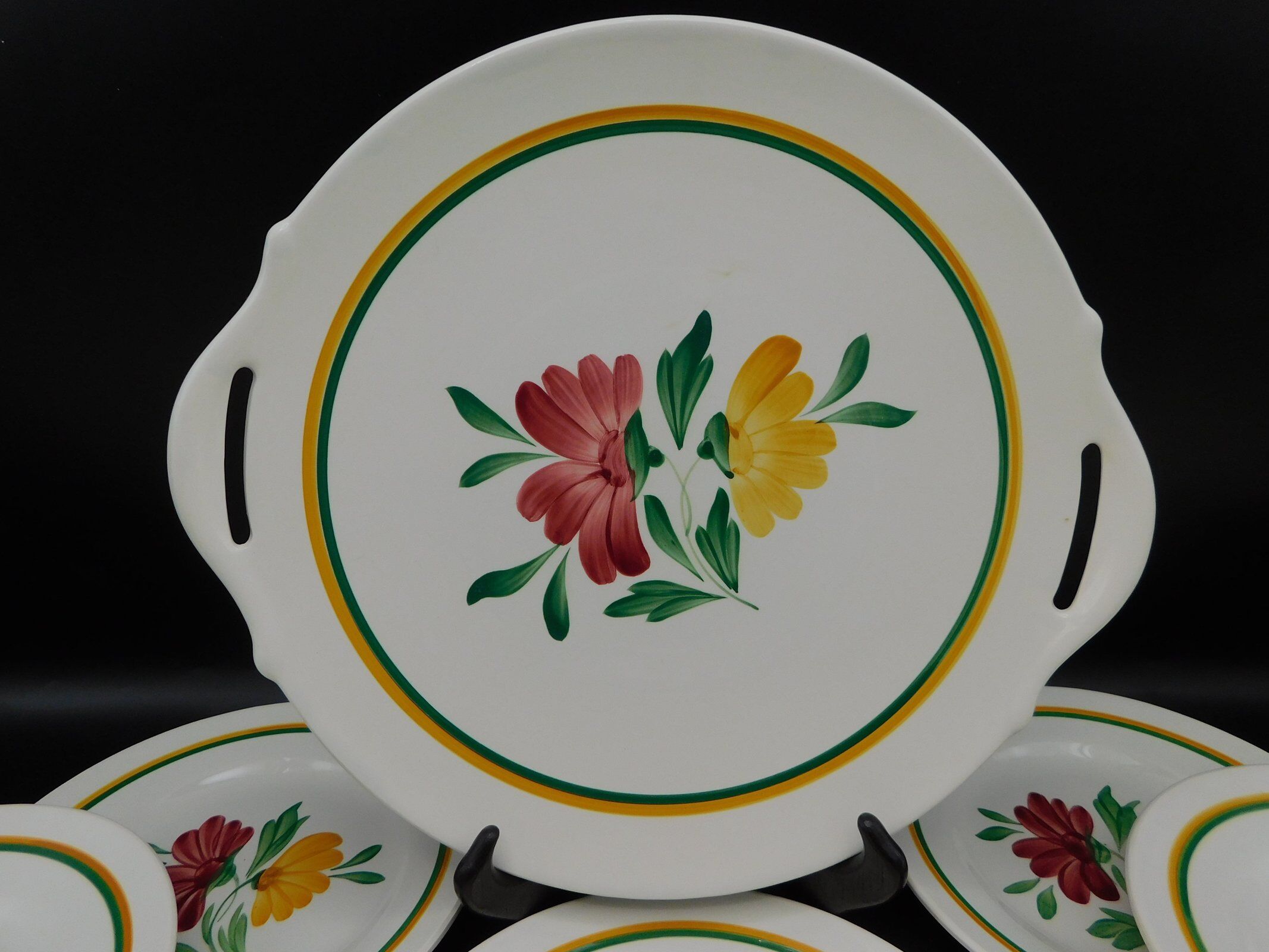 Digoin Sarreguemines cake dish and dessert plates