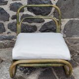 Pair of rattan and fabric armchairs, 1960s
