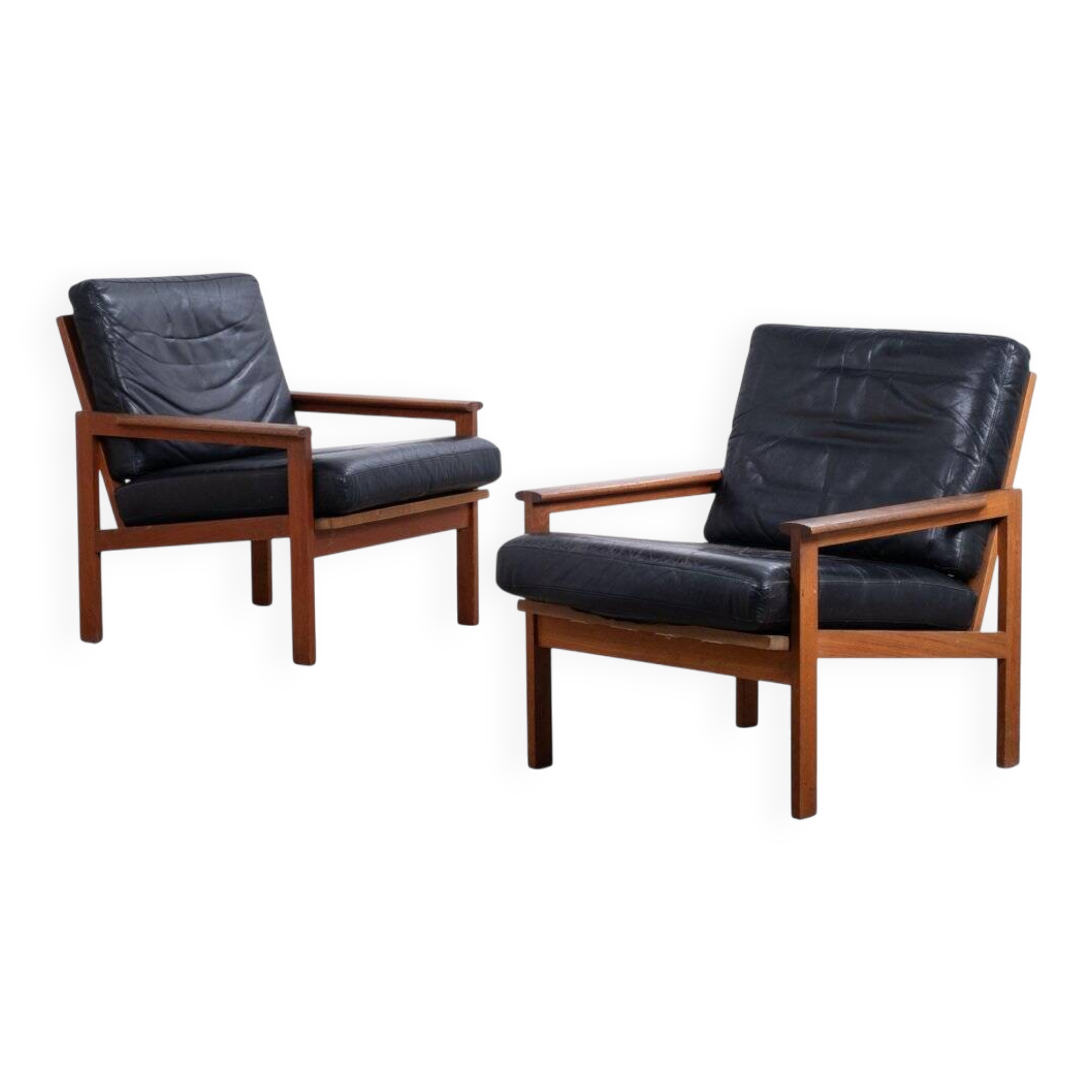 Vintage Danish Lounge Chairs in Teak by Illum Wikkelsø, 1950s, Set of 2