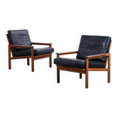 Vintage Danish Lounge Chairs in Teak by Illum Wikkelsø, 1950s, Set of 2