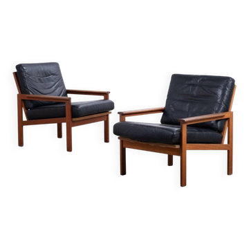 Vintage Danish Lounge Chairs in Teak by Illum Wikkelsø, 1950s, Set of 2