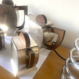 Art Deco tea coffee service 1930s hammered silver metal wood Antique Ant