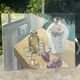 Oil painting on canvas, still life with glasses, 1950s