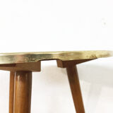 Tripod vintage leather pedestal table, 1960