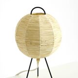 Beautiful mid-century modern tripod raffia table lamp