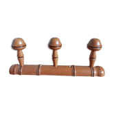 Porte manteau mural façon bambou à 3 patères champignon