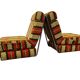 Ensemble de 2 fauteuils/canapés-lits vintage vert orange