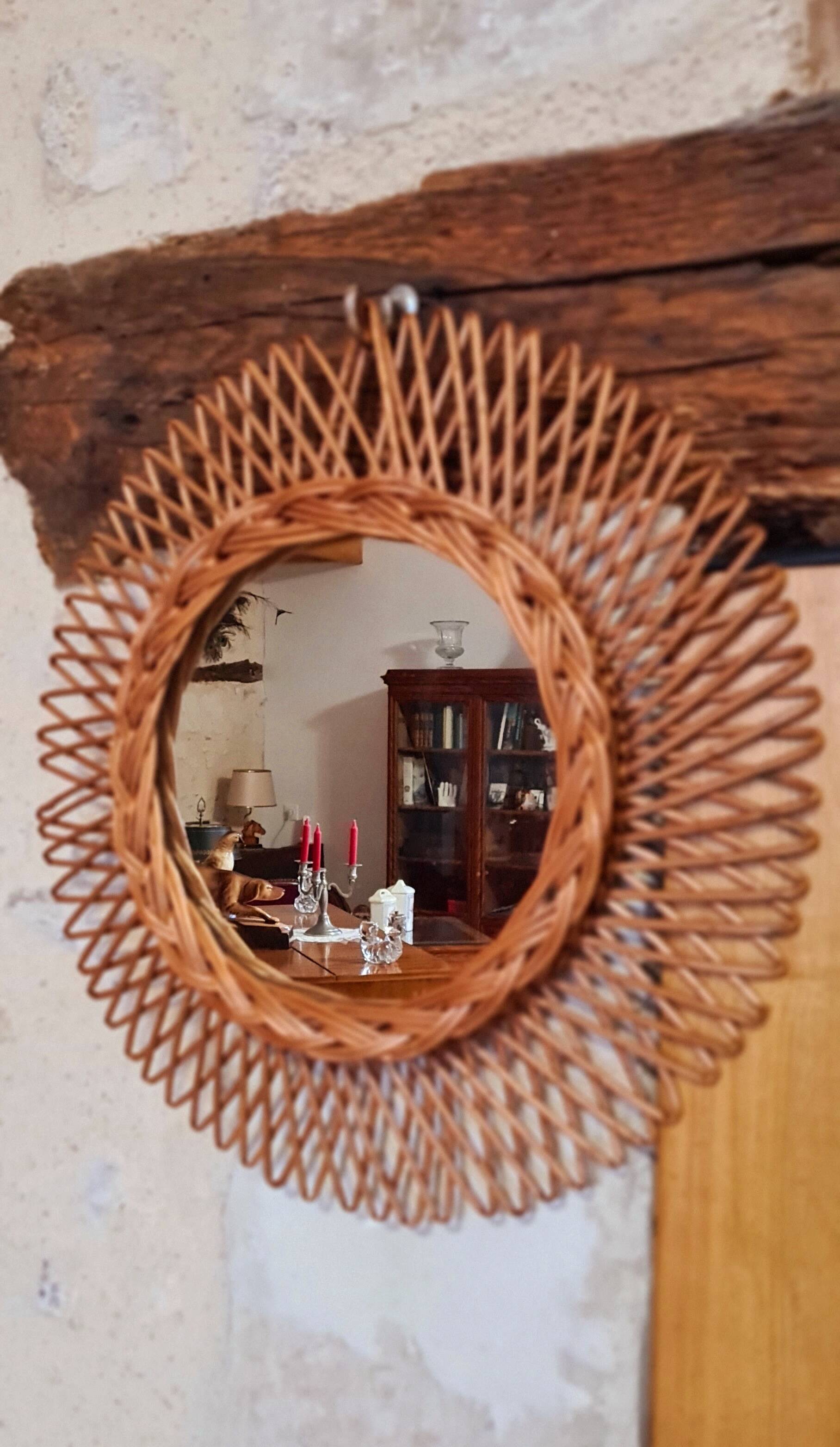 Vintage rattan mirror