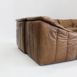 Vintage brown leather modular sofa from Laauser, set of 7