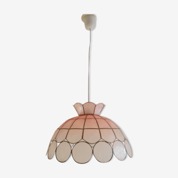 Vintage mother-of-pearl and brass pendant lamp