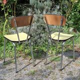Pair of two-tone formica chairs from the 60s
