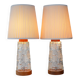 Mid-century modern Scandinavian teak and glass table lamps, set of 2