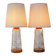 Mid-century modern Scandinavian teak and glass table lamps, set of 2